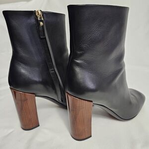 Louis Vuitton Black Leather Ankle Boots Wood Heel 6.5